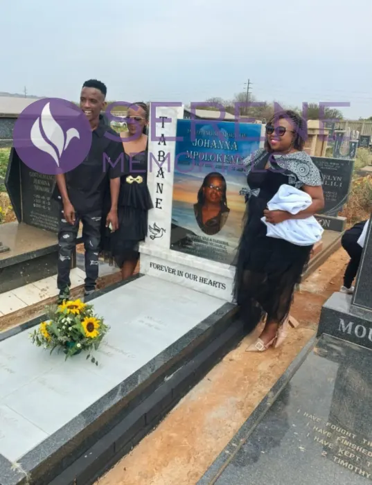 Completed tombstone memorial by Serene Memorials, serving South Africa and the SADC region