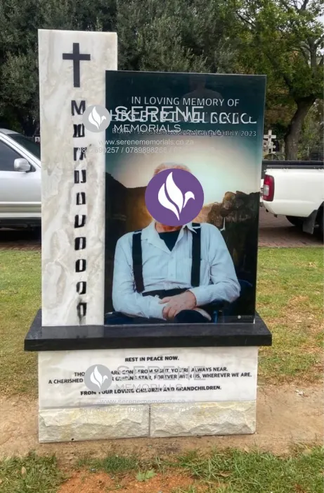 Completed tombstone memorial by Serene Memorials, serving South Africa and the SADC region