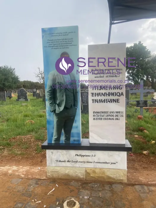 Completed tombstone memorial by Serene Memorials, serving South Africa and the SADC region