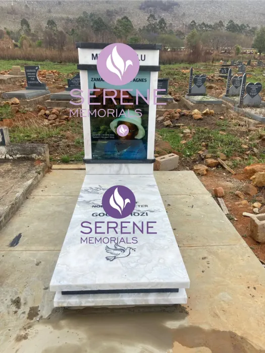 Completed tombstone memorial by Serene Memorials, serving South Africa and the SADC region