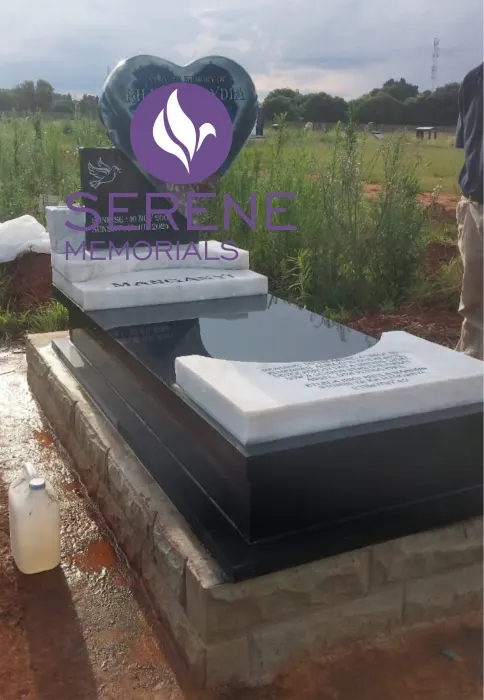 Completed tombstone memorial by Serene Memorials, serving South Africa and the SADC region