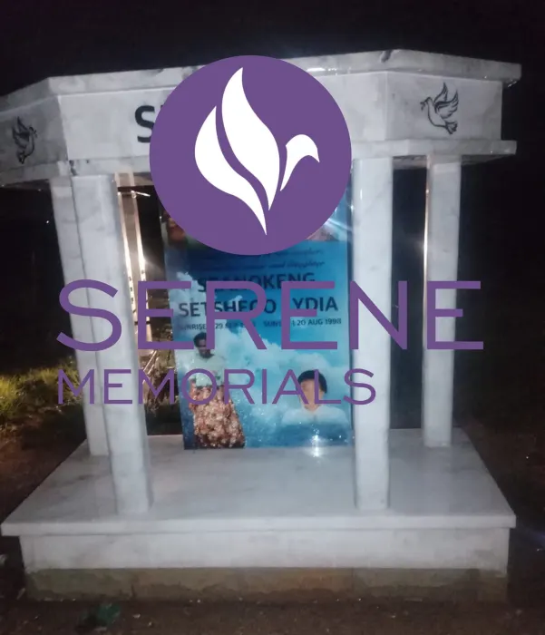 Completed tombstone memorial by Serene Memorials, serving South Africa and the SADC region
