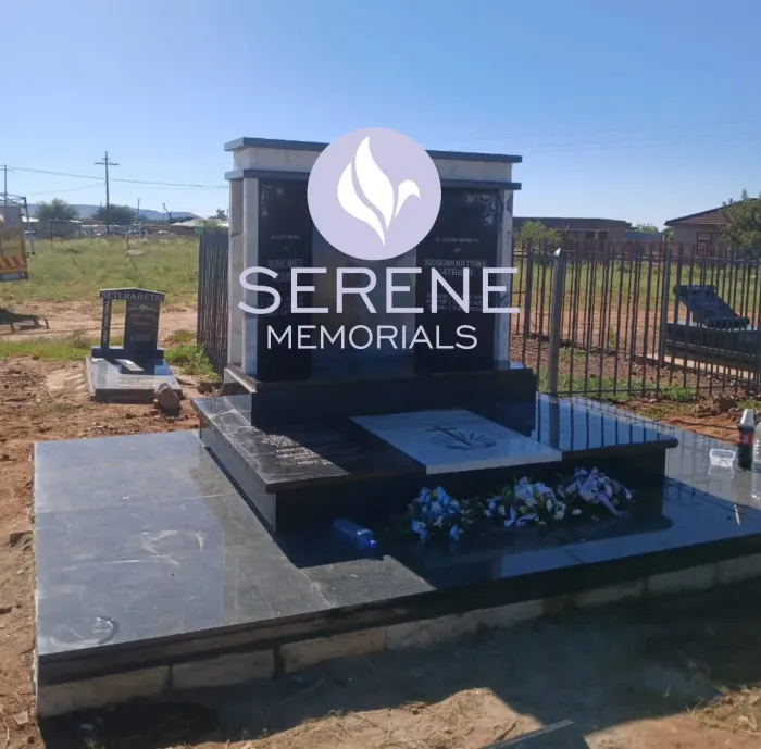 Completed tombstone memorial by Serene Memorials, serving South Africa and the SADC region