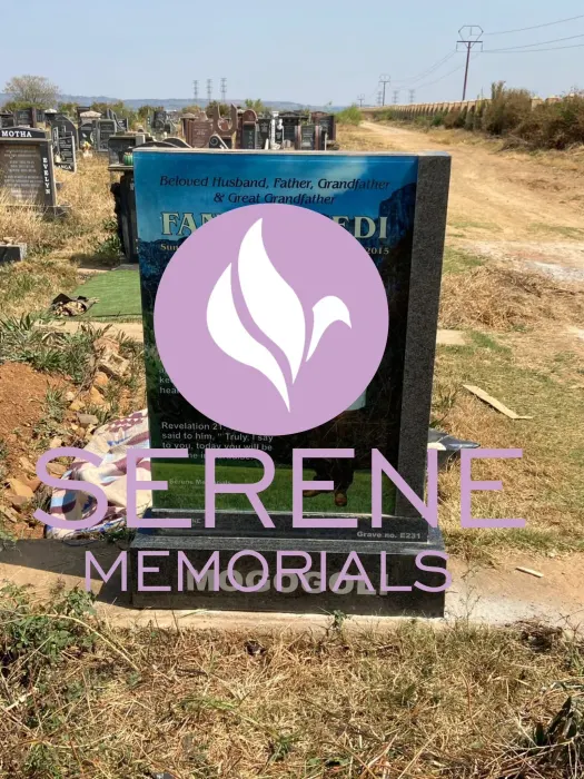 Completed tombstone memorial by Serene Memorials, serving South Africa and the SADC region