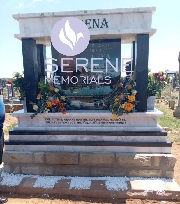 Completed tombstone memorial by Serene Memorials, serving South Africa and the SADC region