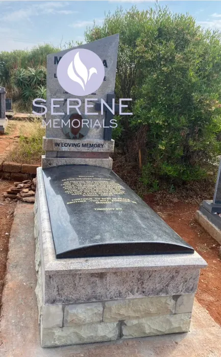 Completed tombstone memorial by Serene Memorials, serving South Africa and the SADC region