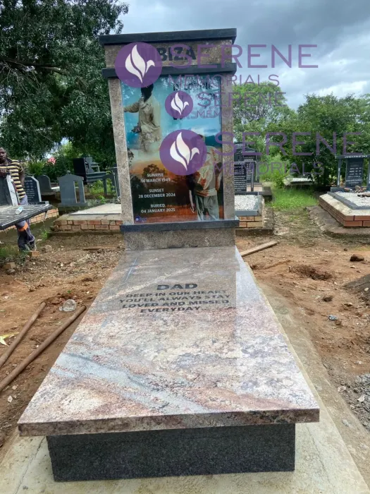 Completed tombstone memorial by Serene Memorials, serving South Africa and the SADC region