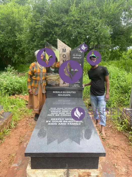 Completed tombstone memorial by Serene Memorials, serving South Africa and the SADC region