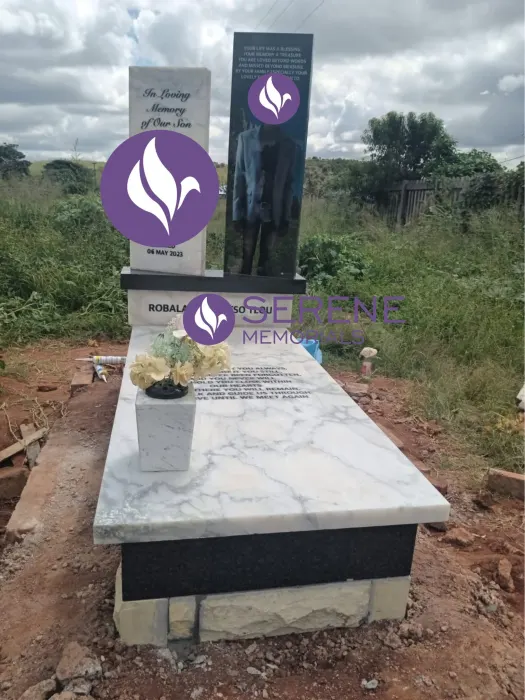 Completed tombstone memorial by Serene Memorials, serving South Africa and the SADC region