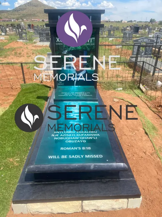 Completed tombstone memorial by Serene Memorials, serving South Africa and the SADC region