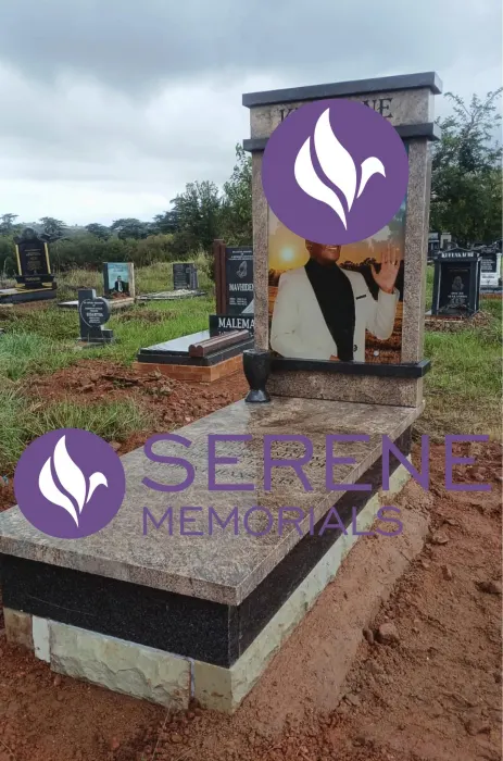 Completed tombstone memorial by Serene Memorials, serving South Africa and the SADC region