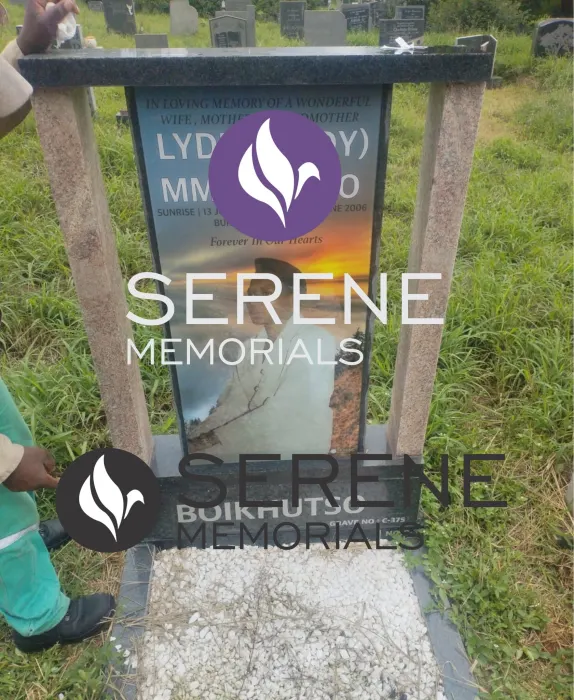 Completed tombstone memorial by Serene Memorials, serving South Africa and the SADC region