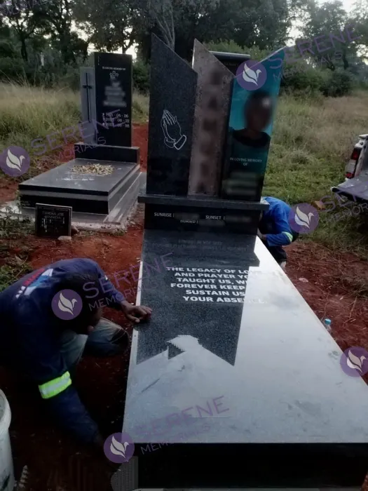 Completed tombstone memorial by Serene Memorials, serving South Africa and the SADC region