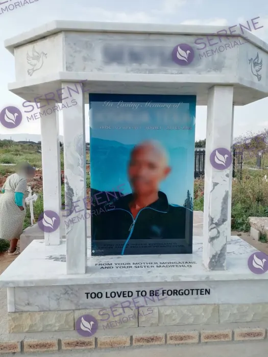Completed tombstone memorial by Serene Memorials, serving South Africa and the SADC region