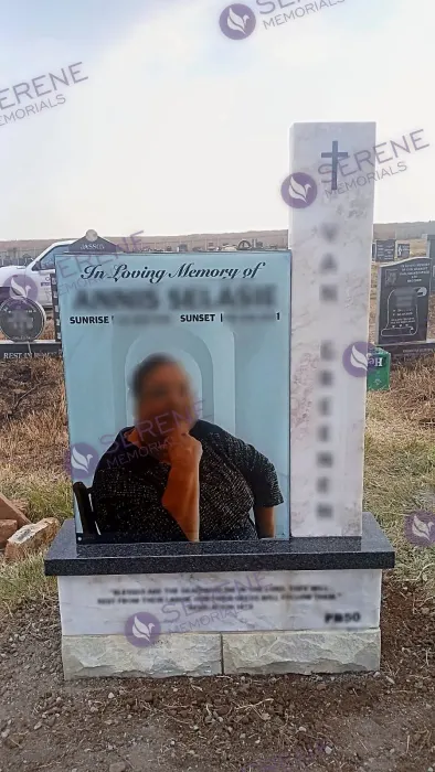 Completed tombstone memorial by Serene Memorials, serving South Africa and the SADC region