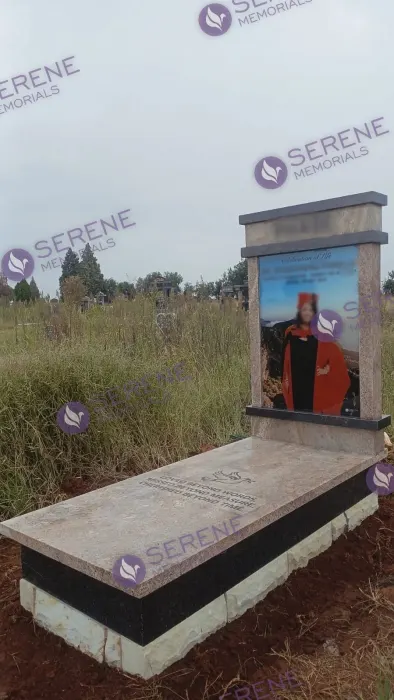 Completed tombstone memorial by Serene Memorials, serving South Africa and the SADC region