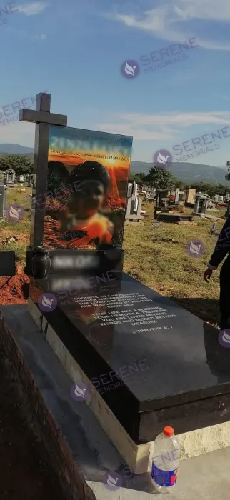 Completed tombstone memorial by Serene Memorials, serving South Africa and the SADC region