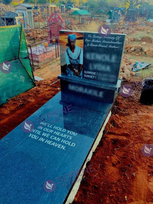 Completed tombstone memorial by Serene Memorials, serving South Africa and the SADC region