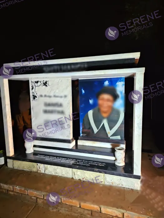 Completed tombstone memorial by Serene Memorials, serving South Africa and the SADC region