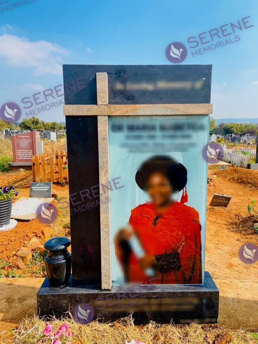 Completed tombstone memorial by Serene Memorials, serving South Africa and the SADC region